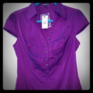 Express Women's Purple Cup Sleeve Top (Size M)